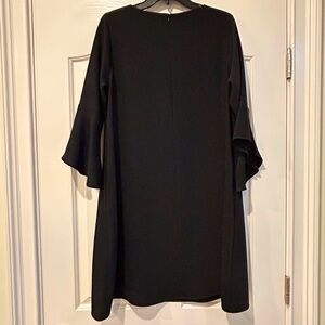 Caroline Rose Julia Ruffle-Sleeve Crepe Dress. Size XS Black